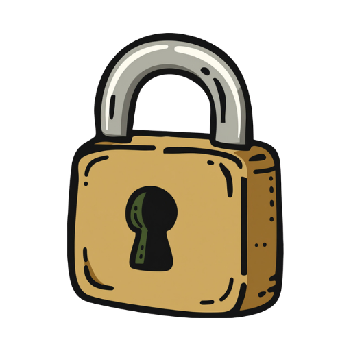 Illustration of a brown padlock with a silver shackle.