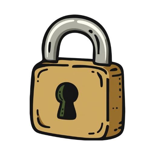 Illustration of a brown padlock with a silver shackle.